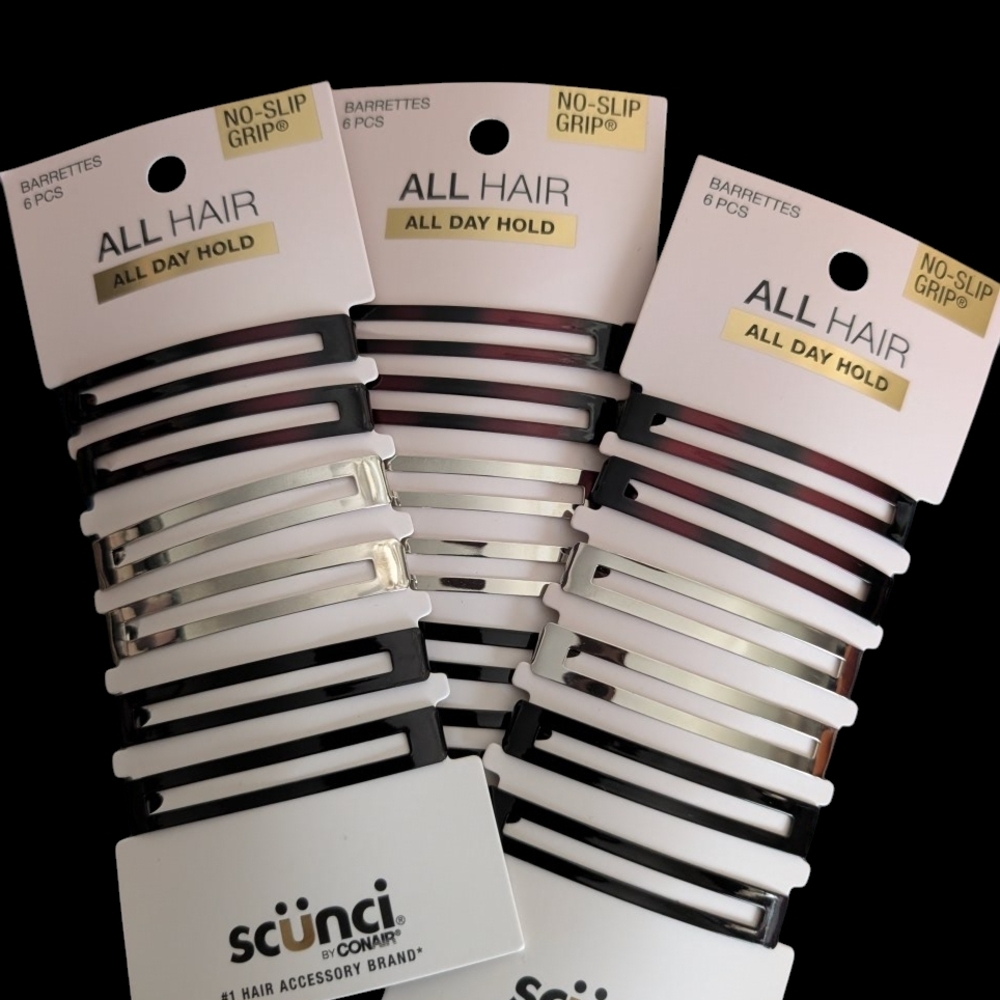3 Packs Of Scunci  Hair Barrettes Set